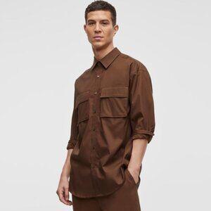 MODE Of ONE MEN'S LONG-SLEEVE BUTTON-FRONT UTILITY SHIRT